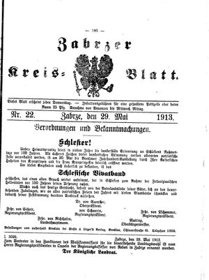Zabrzer Kreis-Blatt vom 29.05.1913