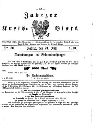 Zabrzer Kreis-Blatt vom 24.07.1913
