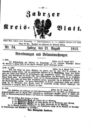 Zabrzer Kreis-Blatt vom 21.08.1913