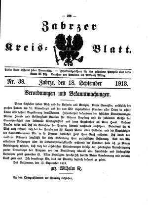Zabrzer Kreis-Blatt vom 18.09.1913