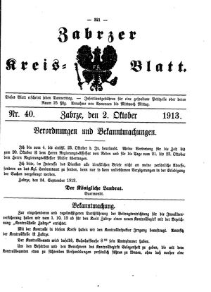 Zabrzer Kreis-Blatt on Oct 2, 1913