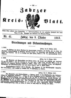 Zabrzer Kreis-Blatt vom 09.10.1913