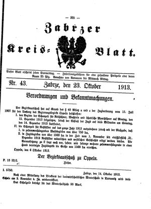 Zabrzer Kreis-Blatt vom 23.10.1913