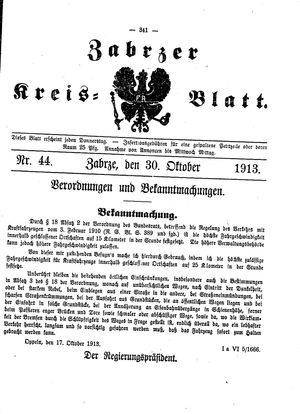 Zabrzer Kreis-Blatt vom 30.10.1913