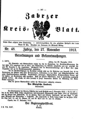 Zabrzer Kreis-Blatt vom 27.11.1913