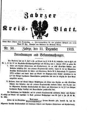Zabrzer Kreis-Blatt vom 11.12.1913