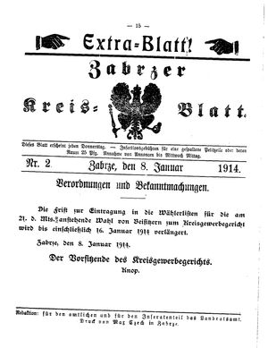 Zabrzer Kreis-Blatt on Jan 8, 1914