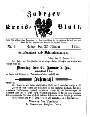 Zabrzer Kreis-Blatt vom 22.01.1914
