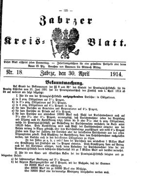Zabrzer Kreis-Blatt vom 30.04.1914