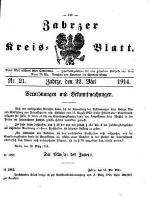 Zabrzer Kreis-Blatt vom 22.05.1914