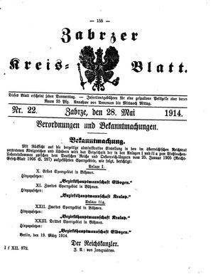 Zabrzer Kreis-Blatt vom 28.05.1914
