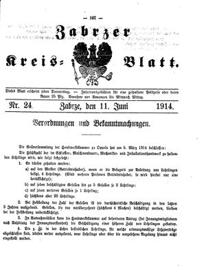 Zabrzer Kreis-Blatt vom 11.06.1914