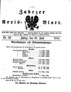 Zabrzer Kreis-Blatt vom 25.06.1914