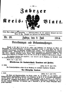 Zabrzer Kreis-Blatt on Jul 9, 1914