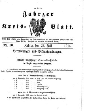 Zabrzer Kreis-Blatt vom 23.07.1914