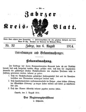 Zabrzer Kreis-Blatt vom 06.08.1914