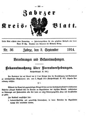Zabrzer Kreis-Blatt vom 03.09.1914