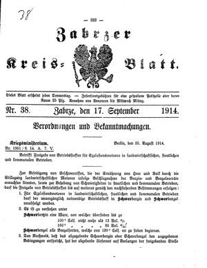 Zabrzer Kreis-Blatt vom 17.09.1914