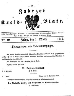 Zabrzer Kreis-Blatt vom 01.10.1914