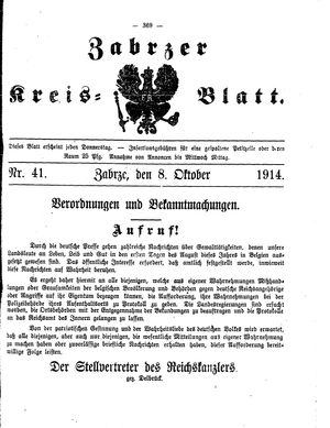 Zabrzer Kreis-Blatt vom 08.10.1914