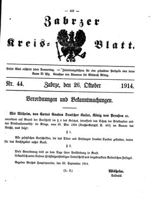 Zabrzer Kreis-Blatt vom 26.10.1914