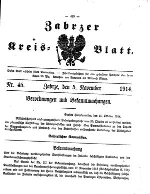 Zabrzer Kreis-Blatt vom 05.11.1914