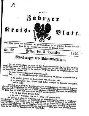 Zabrzer Kreis-Blatt vom 03.12.1914