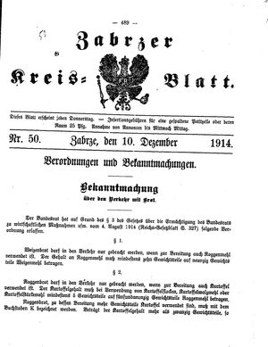 Zabrzer Kreis-Blatt vom 10.12.1914