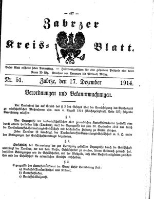 Zabrzer Kreis-Blatt vom 17.12.1914
