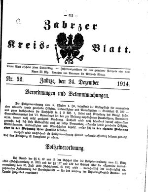 Zabrzer Kreis-Blatt vom 24.12.1914