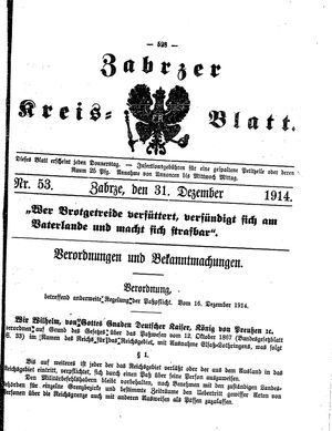 Zabrzer Kreis-Blatt vom 31.12.1914