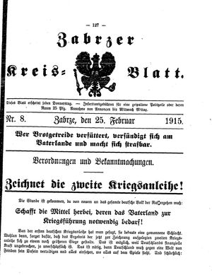Zabrzer Kreis-Blatt vom 25.02.1915