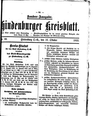 Zabrzer (Hindenburger) Kreisblatt vom 16.10.1922