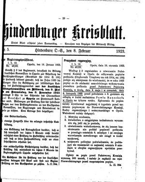 Zabrzer (Hindenburger) Kreisblatt vom 08.02.1923