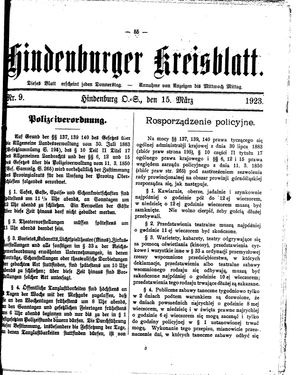 Zabrzer (Hindenburger) Kreisblatt vom 15.03.1923