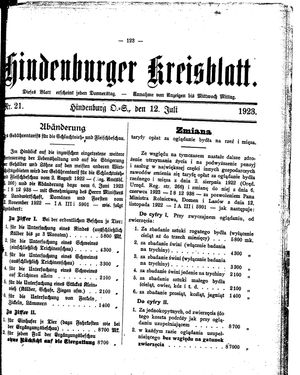 Zabrzer (Hindenburger) Kreisblatt vom 12.07.1923