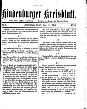 Zabrzer (Hindenburger) Kreisblatt on May 10, 1924