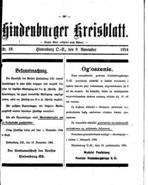 Zabrzer (Hindenburger) Kreisblatt vom 08.11.1924