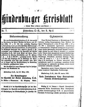 Zabrzer (Hindenburger) Kreisblatt on Apr 3, 1925