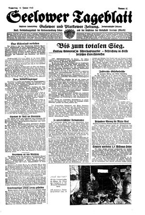 Seelower Tageblatt vom 14.01.1943