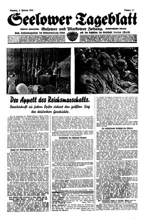 Seelower Tageblatt vom 02.02.1943