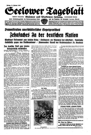 Seelower Tageblatt vom 19.02.1943