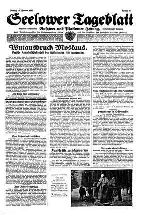 Seelower Tageblatt vom 22.02.1943