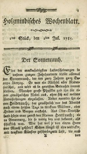 Holzmindisches Wochenblatt on Jul 2, 1785