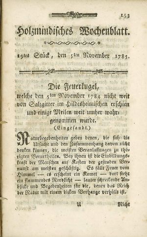 Holzmindisches Wochenblatt vom 05.11.1785