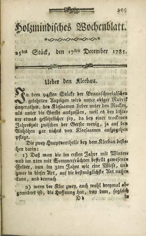 Holzmindisches Wochenblatt vom 17.12.1785