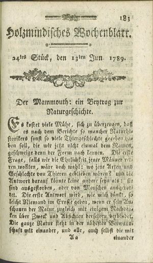 Holzmindisches Wochenblatt vom 13.06.1789