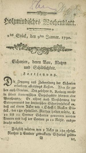 Holzmindisches Wochenblatt vom 09.01.1790