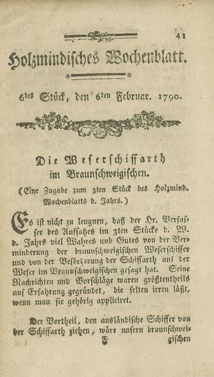 Holzmindisches Wochenblatt vom 06.02.1790
