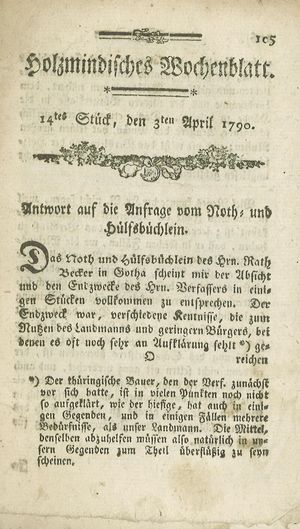 Holzmindisches Wochenblatt vom 03.04.1790